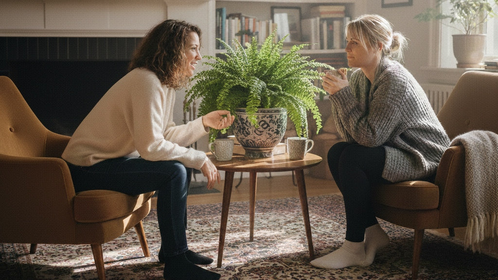 Women talking in a living room
